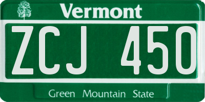 VT license plate ZCJ450