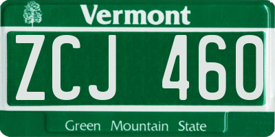 VT license plate ZCJ460
