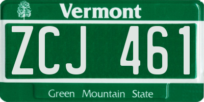 VT license plate ZCJ461
