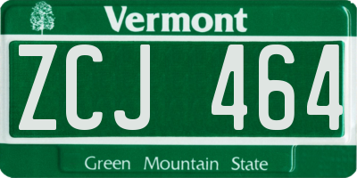 VT license plate ZCJ464
