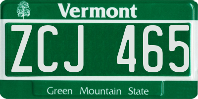 VT license plate ZCJ465