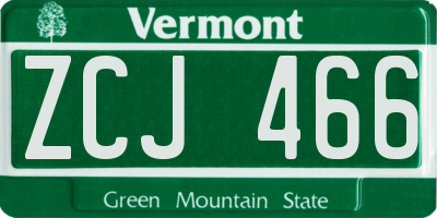 VT license plate ZCJ466