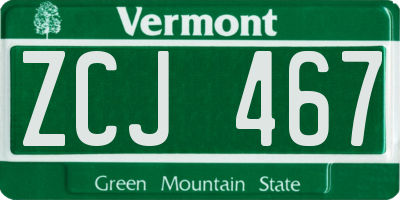 VT license plate ZCJ467