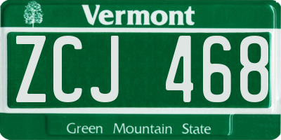 VT license plate ZCJ468