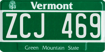 VT license plate ZCJ469