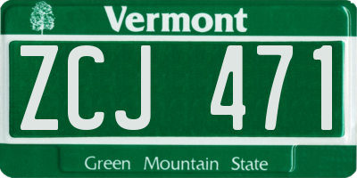 VT license plate ZCJ471