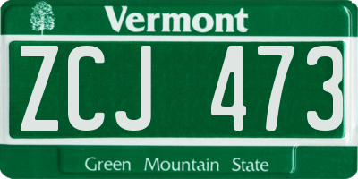 VT license plate ZCJ473