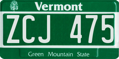 VT license plate ZCJ475