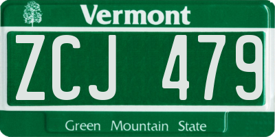 VT license plate ZCJ479