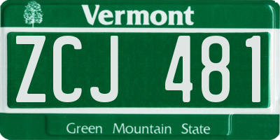 VT license plate ZCJ481