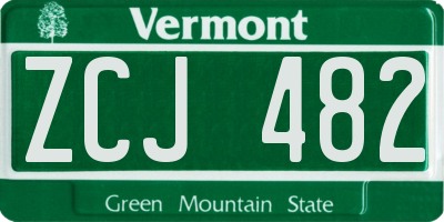 VT license plate ZCJ482