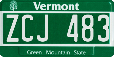 VT license plate ZCJ483