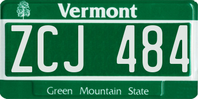 VT license plate ZCJ484