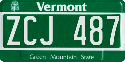 VT license plate ZCJ487