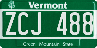 VT license plate ZCJ488
