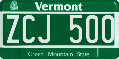 VT license plate ZCJ500