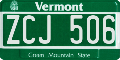 VT license plate ZCJ506