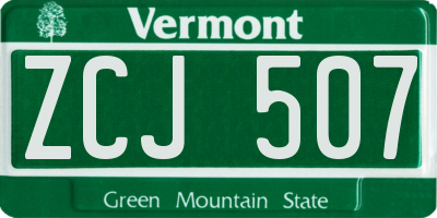 VT license plate ZCJ507