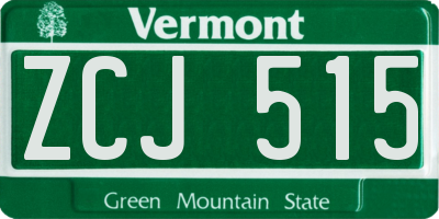 VT license plate ZCJ515