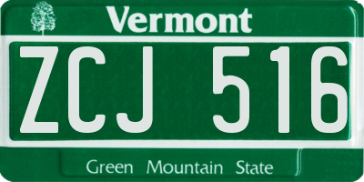 VT license plate ZCJ516