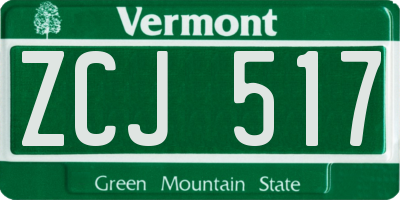 VT license plate ZCJ517
