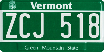 VT license plate ZCJ518