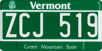 VT license plate ZCJ519