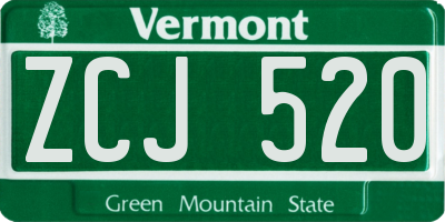 VT license plate ZCJ520