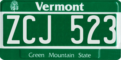 VT license plate ZCJ523