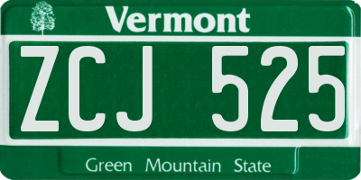 VT license plate ZCJ525
