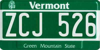 VT license plate ZCJ526