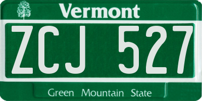VT license plate ZCJ527