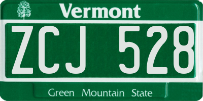 VT license plate ZCJ528