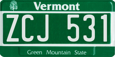 VT license plate ZCJ531