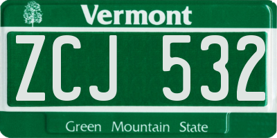 VT license plate ZCJ532