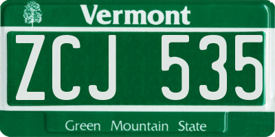 VT license plate ZCJ535