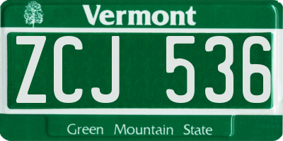 VT license plate ZCJ536