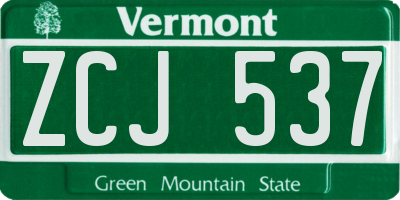 VT license plate ZCJ537