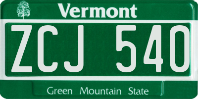 VT license plate ZCJ540