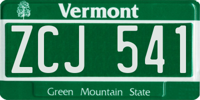 VT license plate ZCJ541