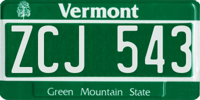 VT license plate ZCJ543