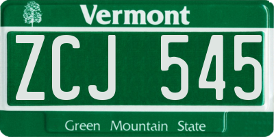 VT license plate ZCJ545