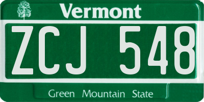 VT license plate ZCJ548