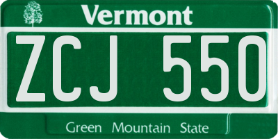 VT license plate ZCJ550
