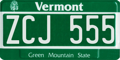 VT license plate ZCJ555