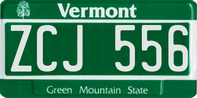 VT license plate ZCJ556