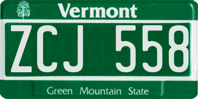 VT license plate ZCJ558