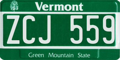 VT license plate ZCJ559