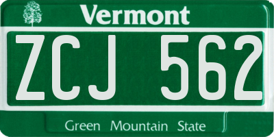 VT license plate ZCJ562