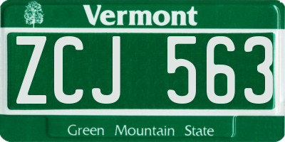 VT license plate ZCJ563